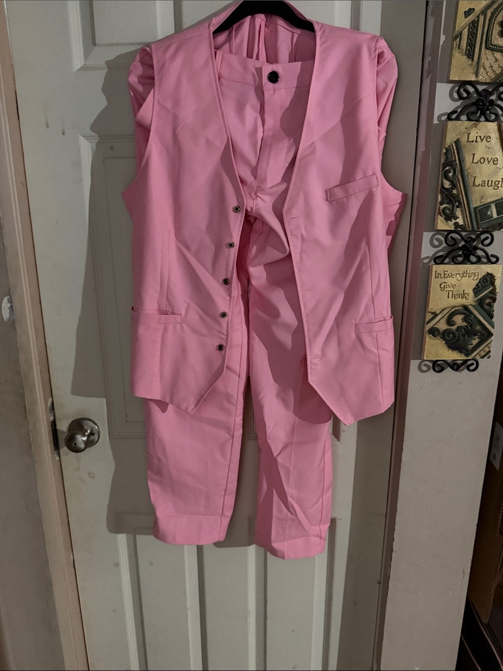Pink Men's Tailored Vest & Cropped Suit Pants